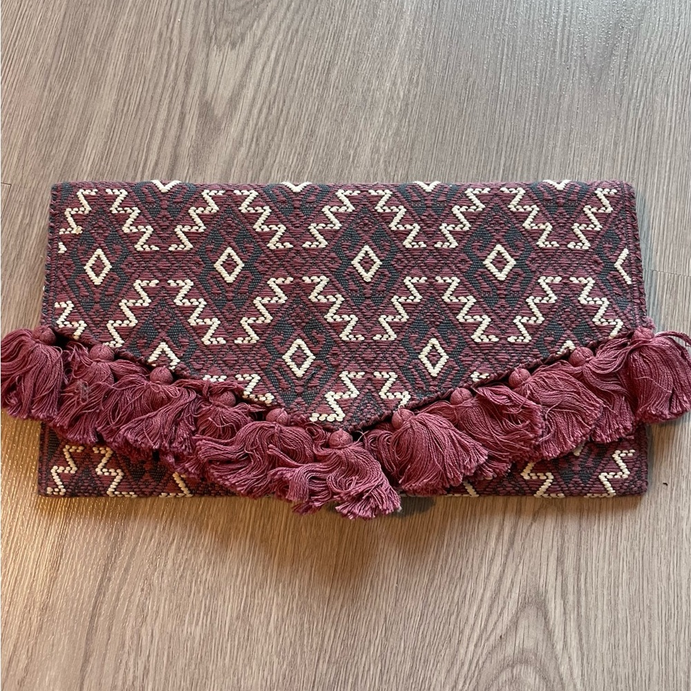Boho Patterned Clutch with Tassels